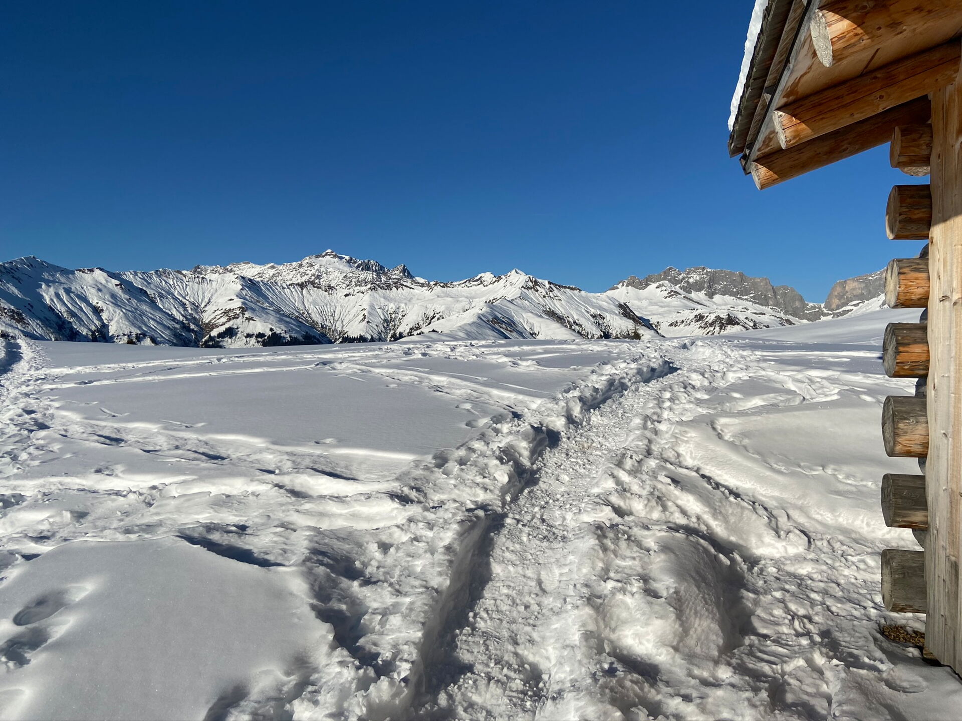 Winterwanderung oberhalb Stels mit Blick aufs Schweizertor
